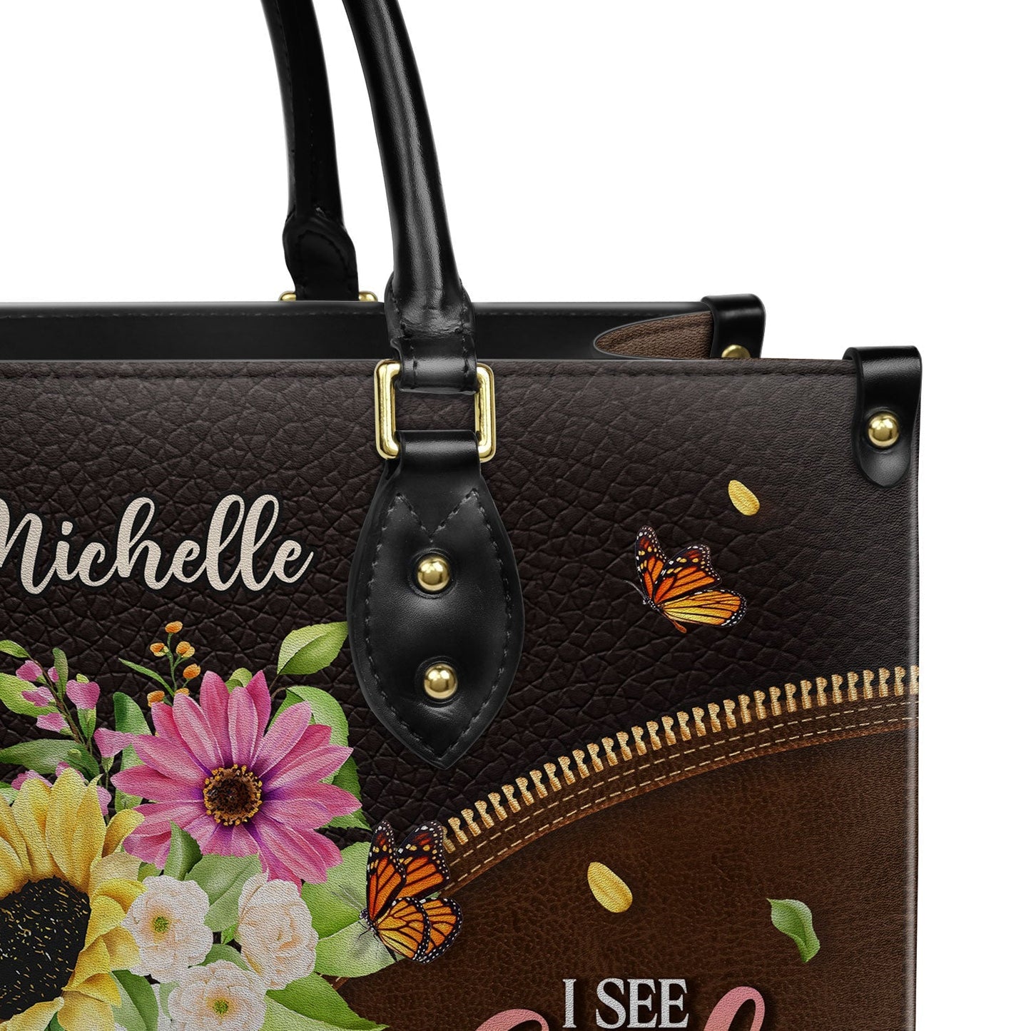 Even in the midst of my storm, I see God working it out for me Butterfly Flower Handbag