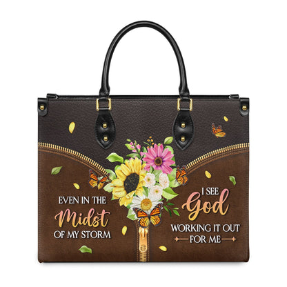 Even in the midst of my storm, I see God working it out for me Butterfly Flower Handbag